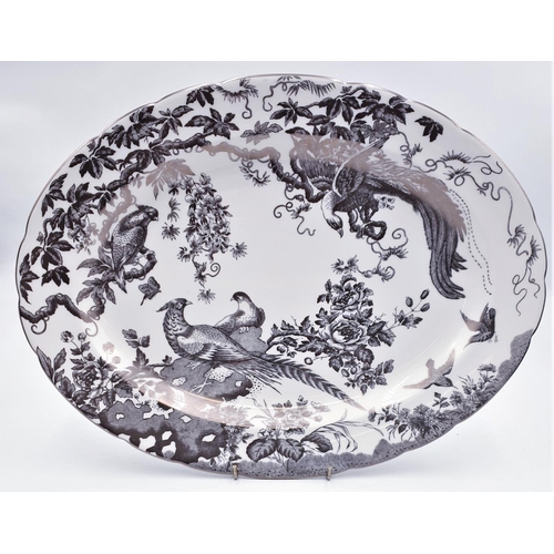 54 - ROYAL CROWN DERBY CHINA 41cm x 31cm OVAL PLATE IN THE AVES PLATINUM