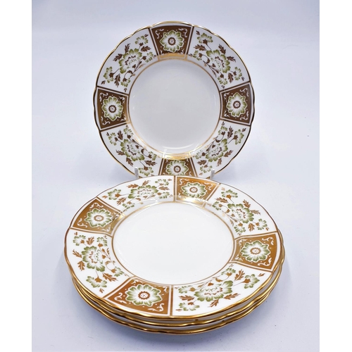 56 - ROYAL CROWN DERBY CHINA 16cm Dia SIDE PLATES (4) IN THE DERBY GREEN PANEL DESIGN