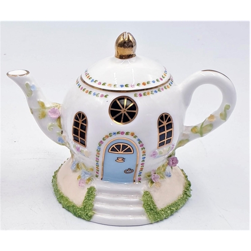 693 - SMALL NOVELTY COFFEE POT Plus COALPORT TEAPOT DECORATION (Approx 9cm )