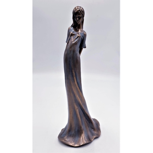 782 - COLD CAST BRONZE 35cm FIGURINE OF A POSING LADY   Signed (A/F)