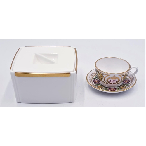 788 - COALPORT CHINA TRINKET BOX CONTAINING A SPODE Miniature CUP & SAUCER