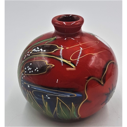 79 - ANITA HARRIS ART POTTERY 10.5cm MARAKESH VASE IN THE BEEBROOK DESIGN  Signed In Gold By Anita Harris