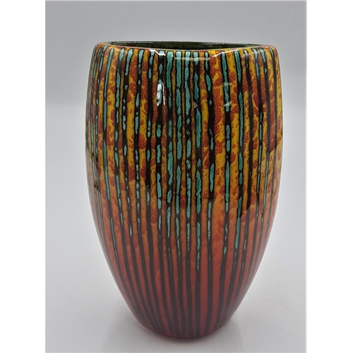 82 - ANITA HARRIS ART POTTERY 19cm TRIANGULAR VASE IN THE BRIMSTONE DESIGN (Signed In Gold By Anita Harri... 