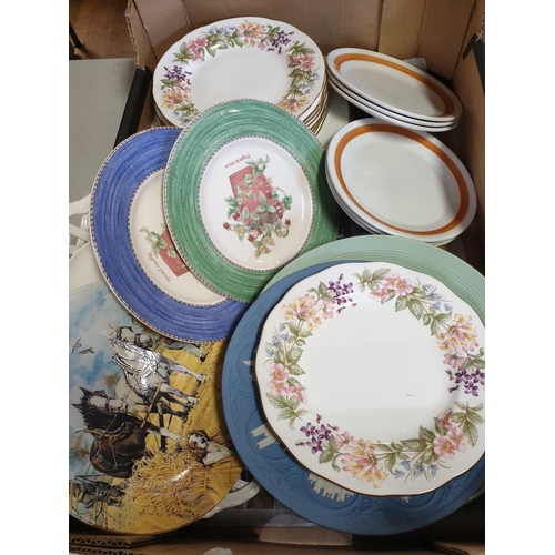 824 - BOX OF PLATES Inc PORTMEIRION & WEDGWOOD Etc (Please Note This Lot WILL NOT BE PACKED OR SHIPPED....... 