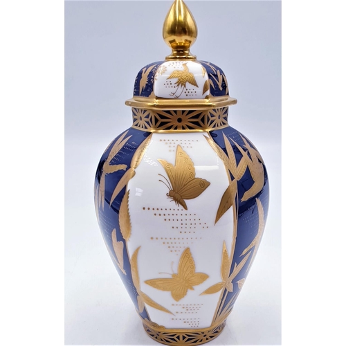 83 - ROYAL WORCESTER CHINA 14cm  LIDDED VASE / JAR 'JAPANESQUE' (Limited Edition Of 250 This Being No 084... 