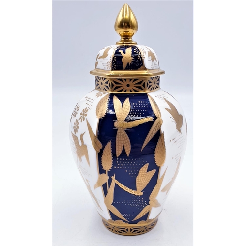 83 - ROYAL WORCESTER CHINA 14cm  LIDDED VASE / JAR 'JAPANESQUE' (Limited Edition Of 250 This Being No 084... 