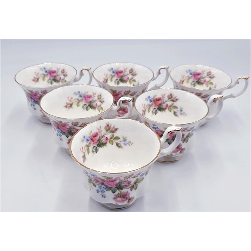 94 - ROYAL ALBERT CHINA TEA CUPS (6) IN THE MOSS ROSE DESIGN (Marked 2nds)