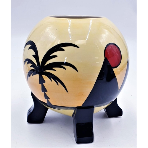 116 - LORNA BAILEY 18cm Dia FOUR LEGGED POT IN THE PYRAMIDS DESIGN Signed By Lorna Bailey c2001