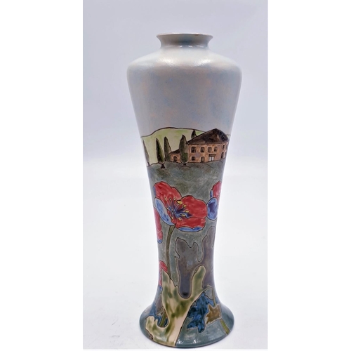 185 - BURSLEM POTTERY 26cm VASE IN THE POPPY DESIGN By Designer Tracy Bentley