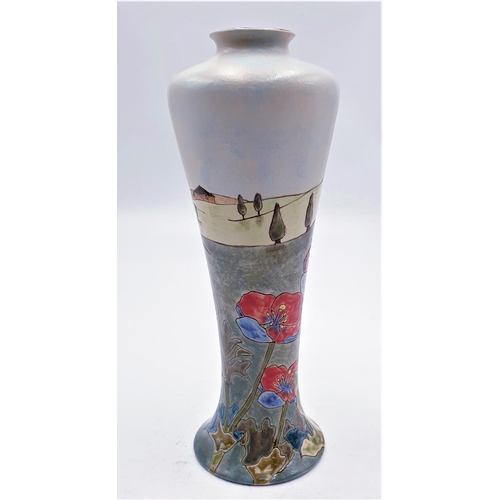 185 - BURSLEM POTTERY 26cm VASE IN THE POPPY DESIGN By Designer Tracy Bentley