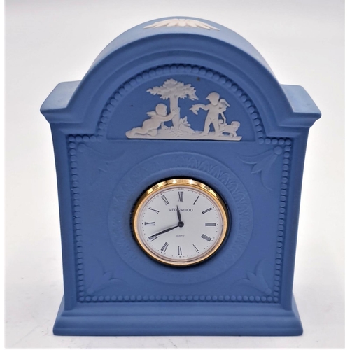 191 - WEDGWOOD BLUE JASPER WARE CLOCK (Found To Be Working When Photographed)