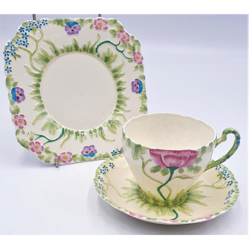 209 - ROYAL GRAFTON CHINA TRIO (Hand Painted) IN THE GARDEN GLORIES DESIGN c1930s  (Rare)