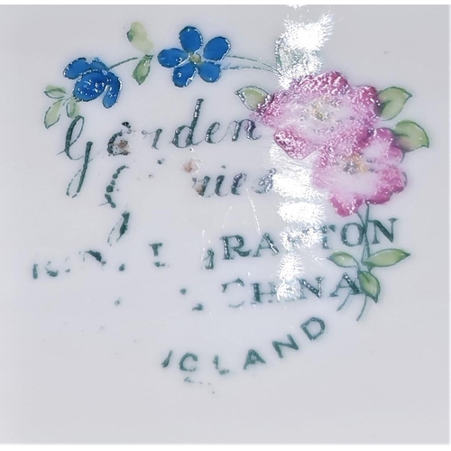 210 - ROYAL GRAFTON CHINA BREAD/BUTTER PLATE (Hand Painted) IN THE GARDEN GLORIES DESIGN c1930s  (Rare)