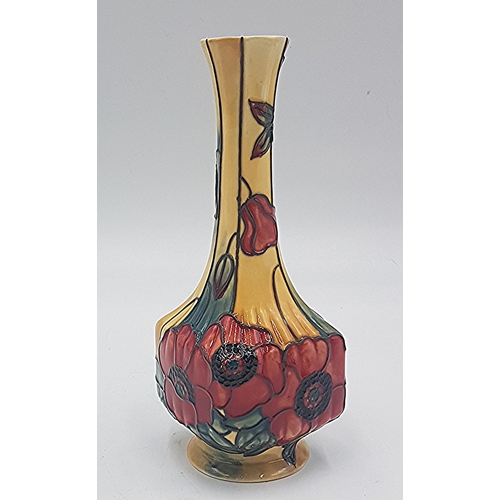 219 - OLD TUPTON WARE (1691) TUBELINED 18cm SQUARE BASED BUD VASE IN THE YELLOW POPPY DESIGN (Boxed)