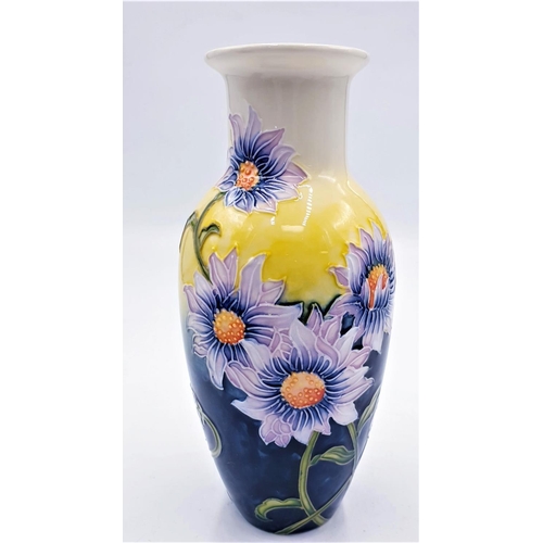 222B - OLD TUPTON WARE 20cm TUBELINED VASE (11500) IN THE LILAC DAISY FLOWER DESIGN (Original Box)