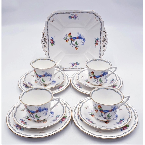 225 - SHELLEY CHINA TRIOS (4) Plus SANDWICH PLATE IN THE VERSAILLES DESIGN