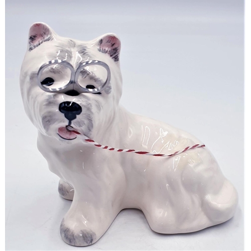 257 - BABBACOME CERAMIC STRING HOLDER FASHIONED AS A WEST HIGHLAND TERRIERS DOG  Plus SCISSORS