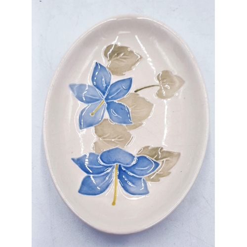 258 - MOORCROFT OVAL PIN DISH IN THE CAMPANULA DESIGN