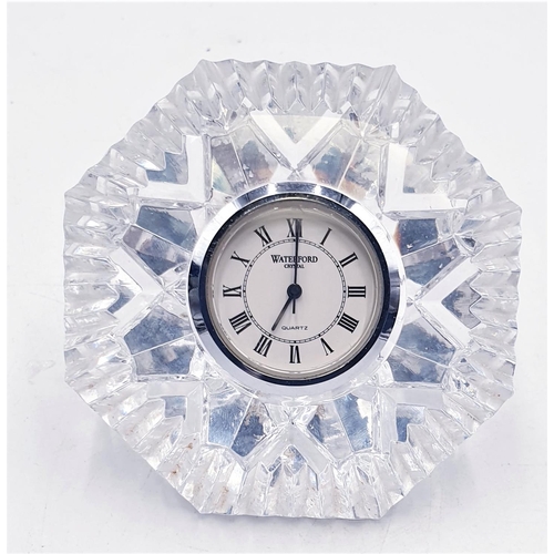 266 - WATERFORD CRYSTAL Miniature 6cm x 8.5cm DIAMOND CLOCK