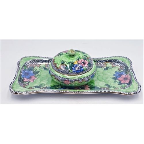 268 - MALING LUSTRE WARE TRAY And TRINKET BOX c1930s