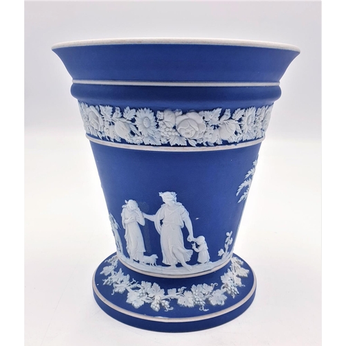 285 - WEDGWOOD 17.5cm DARK BLUE JASPER WARE VASE