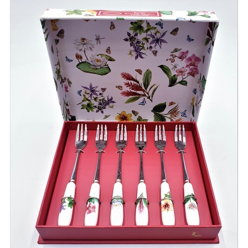 288 - PORTMEIRION (Boxed Set Of Six) PASTRY FORKS IN THE BOTANIC GARDEN DESIGN