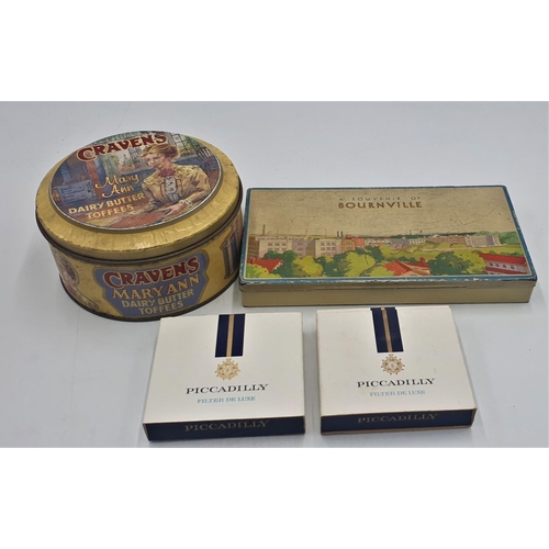 425 - METAL TINS (2) Plus PICCADILLY 20s CIGARETTE PACKETS