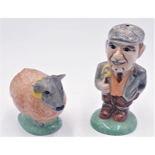 426 - CERAMIC COMICAL SHEEP HERDER CRUET SET