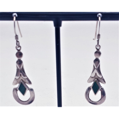 428 - SILVER (925) STONE SET DROP EARRINGS