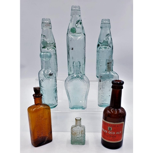 GLASS BOTTLES (Old) (Some With Marbles)
