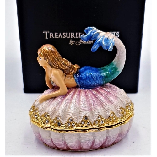 76 - JULIANA DESIGN STUDIO'S ENAMELED METAL HINGED LIDDED TRINKET BOX IN THE FORM OF A MERMAID FROM THE T... 