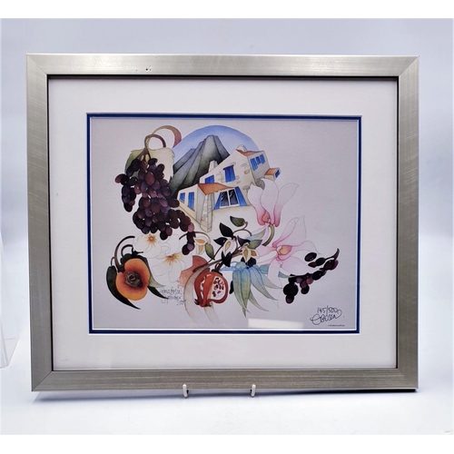 813 - MOORCROFT  PRINT  MOUNTED IN A WOODEN 43cm x 36.5 cm FRAME