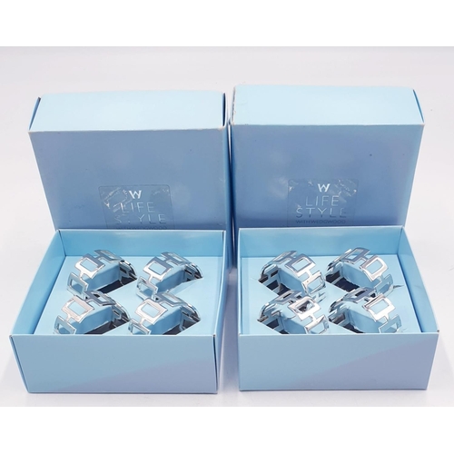 99 - WEDGWOOD WHITE METAL LIFESTYLE (Boxed Set Of Four) NAPKIN RINGS (2)