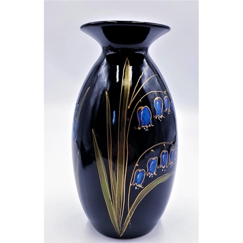 417 - ANITA HARRIS ART POTTERY 21cm MINOS VASE IN THE MIDNIGHT AT BLUEBELL WOOD DESIGN (Signed In Gold By ... 