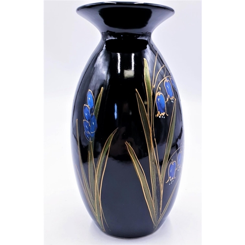 417 - ANITA HARRIS ART POTTERY 21cm MINOS VASE IN THE MIDNIGHT AT BLUEBELL WOOD DESIGN (Signed In Gold By ... 