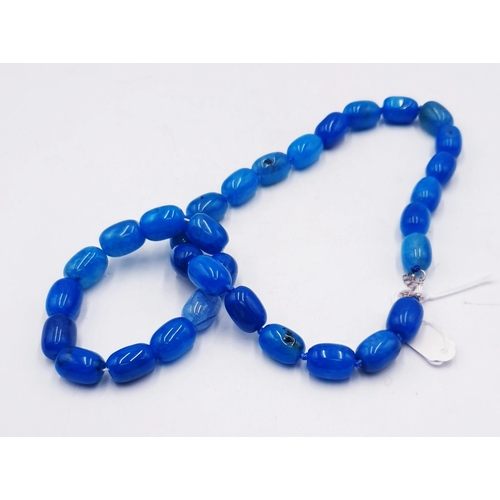 750 - BLUE GLASS NECKLACE & BRACELET