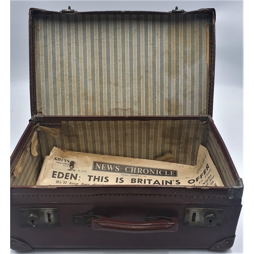 210 - LEATHER BOUND 41cm x 26cm SUIT CASE  (Old)
