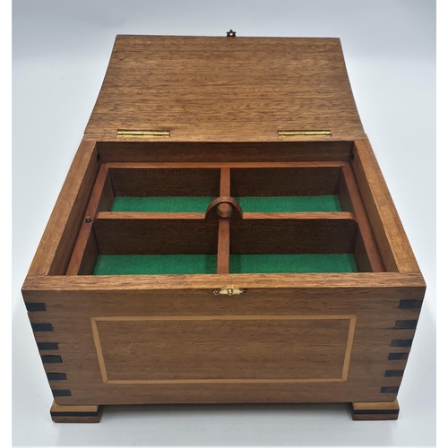 211 - WOODEN 27cm x 22cm x 16cm JEWELLERY BOX  WITH SECRET DRAWER