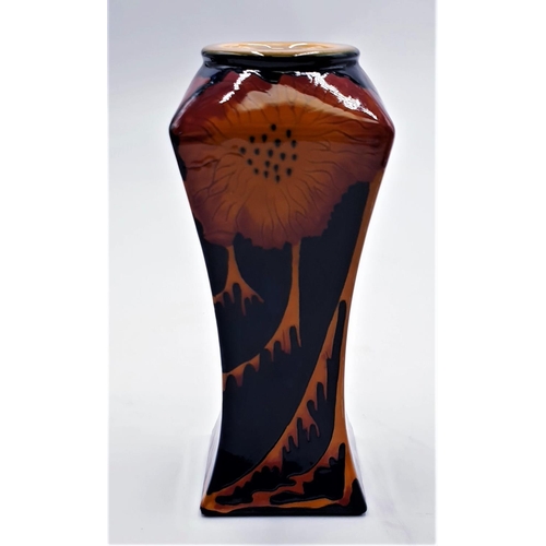 283 - COBRIDGE STONEWARE (Black Ryden)  16cm VASE IN THE POPPY DESIGN (Silver Line)
(In January 2003 Moorc... 