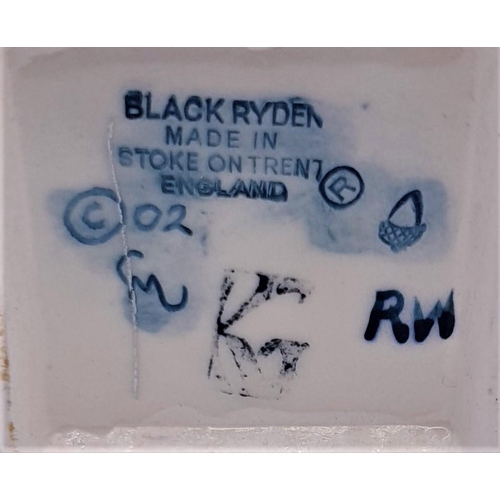 283 - COBRIDGE STONEWARE (Black Ryden)  16cm VASE IN THE POPPY DESIGN (Silver Line)
(In January 2003 Moorc... 