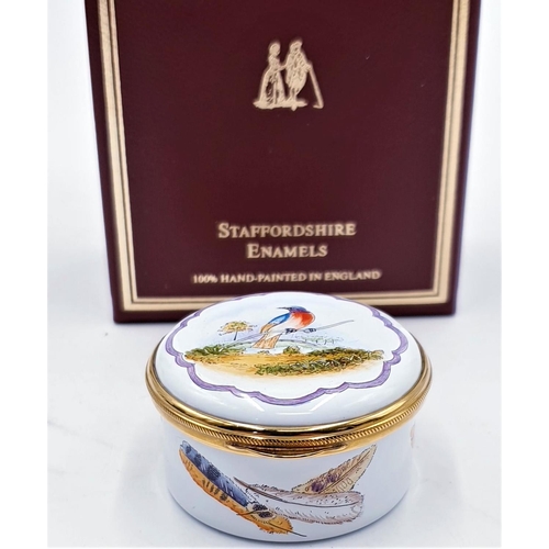 289 - STAFFORDSHIRE ENAMELS (Hand Painted) HINGED LIDDED TRINKET BOX (Boxed)