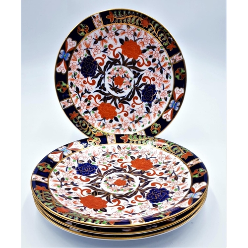 310 - ROYAL CROWN DERBY CHINA 24 cm Dia DINNER PLATES (4) IN THE 495 PATTERN c1917 (Rare)