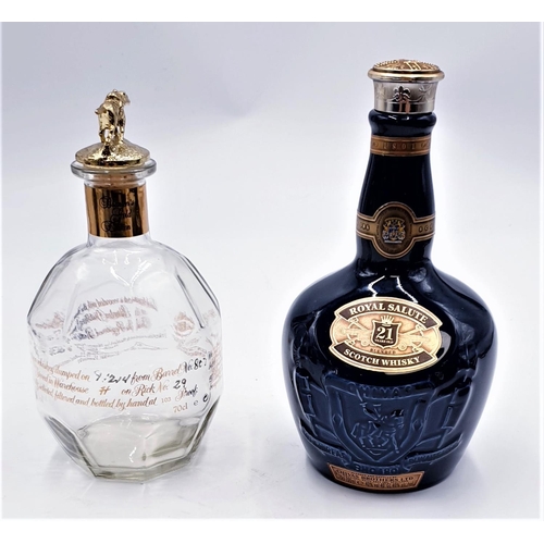 314 - CHIVAS ROYAL ALUTE WHISKEY BOTTLE (Rare) Plus BLANTERS (Gold Edition) WHISKEY BOTTLE (Both Fully Mar... 
