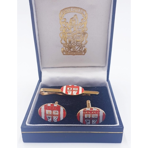 331 - STOKE CITY F.C. (Official) CUFFLINKS & TIE PIN (Original Box)