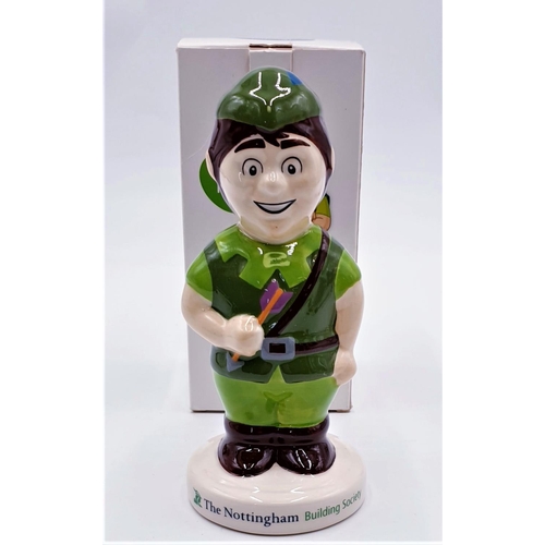 335 - CERAMIC NOTTINGHAM BUILDING SOCIETY MONEY BOX MODELLED AS ROBIN HOOD  (Original Box)