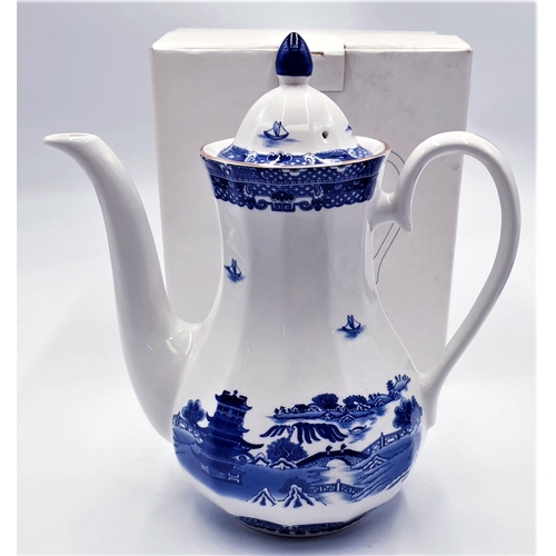 100 - WADE COFFEE POT IN THE WILLOW PATTERN DESIGN (Commissioned By Ringtons)   (Original Box)