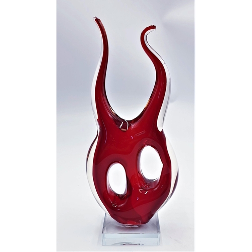 107 - RED ART GLASS Extra Large 27cm SCULPTURE