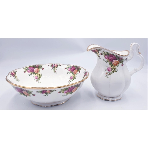 111 - ROYAL ALBERT Large 25.5cm Dia BOWL & 17cm JUG IN THE OLD COUNTRY ROSES DESIGN (Both Marked 2nds)