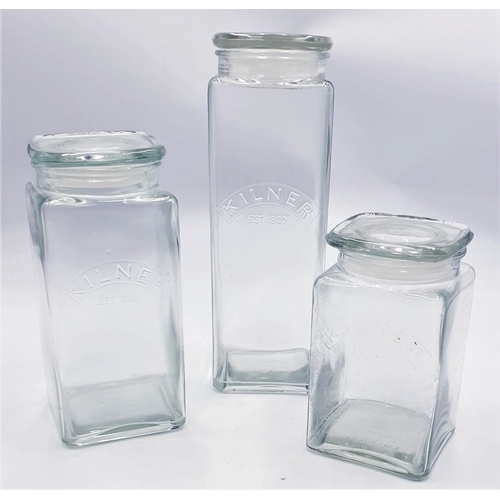 123 - KILNER GLASS JARS (3) (Tallest Being 30cm)