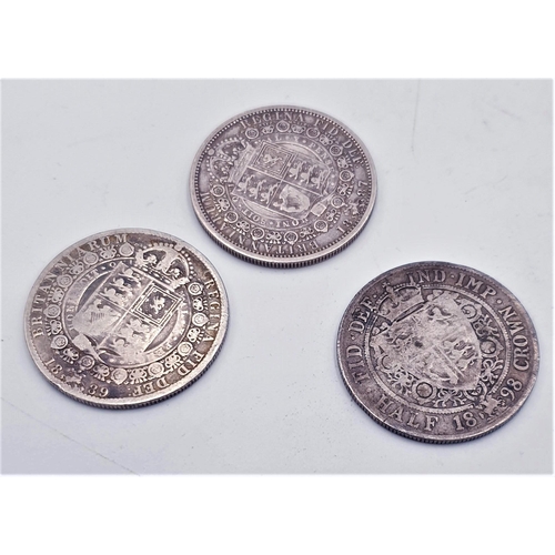 137 - VICTORIAN SILVER (925) CONTENT HALF CROWNS (3) (Dated 1887,1889 & 1898)